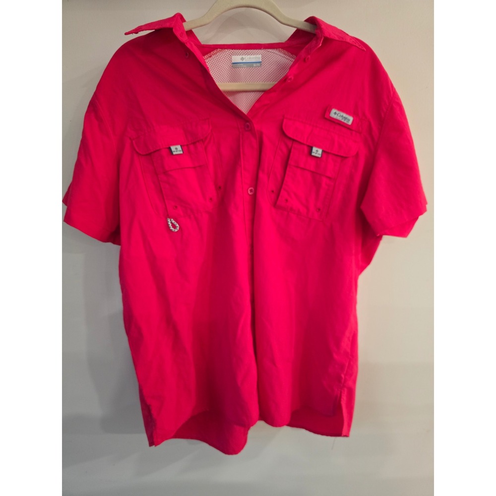 Columbia PFG Women's Bright Pink Short Sleeve Fishing Shirt XL TG